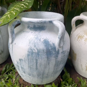 Flowerpot กระถางโอ่งดินเผาโบราณมีหู 4 หู ขนาด 32 x 36 cm.