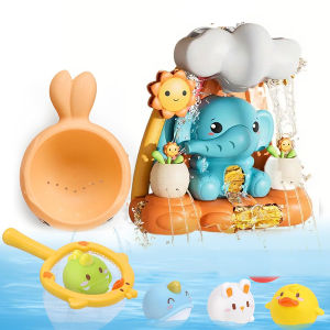 Baby Bath Toys for kid Bathtub Toy Light Up Floating Squirting Toys Duck Fishing Net Game Toddler Shower Toys Water Pool Toys