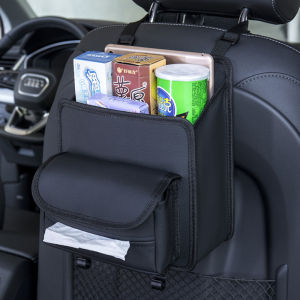 Car Seat Back Storage Bag Vehicle Mounted Tissue Box Holder Anti-Pressure Hanging Storage Bag for Car Interior Organizer