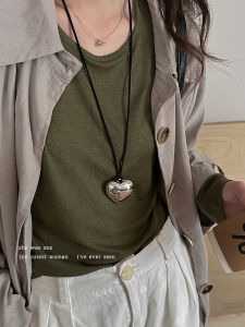 Fever Same Style Heart Pendant Necklace for Women Fancy Light Luxury Minority Sweater Chain Accessories Clavicle Chain Neck Chain ~