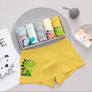 Bộ 5 Quần Lót Boxer Cotton In Họa Tiết Hoạt Hình Khủng Long Cho Bé Trai