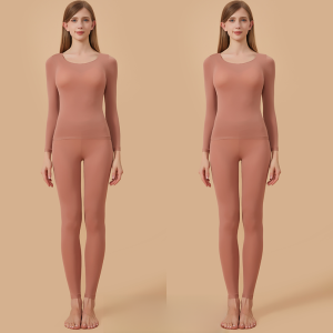 MiiOW | เสื้อชั้นในผู้หญิง MiiOW บางเฉียบ อบอุ่น ไร้รอยตะเข็บ เสื้อชั้นในฤดูใบไม้ร่วง ชุดชั้นในฤดูหนาว ทรงเรขาคณิต คอวี แขนยาว ความยาวปกติ