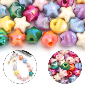 10pcs 14x15mm Shiny Star Beads Pentagram Acrylic Spacer Beads For Jewelry Making DIY Bracelet Necklace Phone Chain Handicrafts