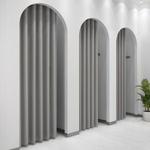Classy Flannel Fitting Room Door Curtain Cloakroom Door Curtain Clothing Store Dressing Room Curtain Custom Size Logo Punch-Free