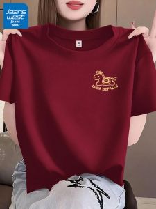 Jeanswest | Zodiac Red Cotton Womens T-shirt New Style