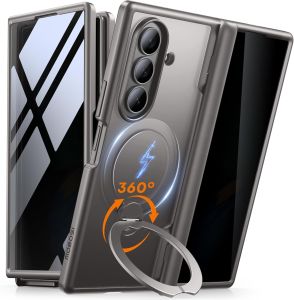 MOBOSI for Z Fold 7 Case with Rotatable Ring Stand & Privacy Screen Protector Compatible with Magsafe 18FT MIL-Grade Protection Magnetic Shockproof Slim Case for Samsung Galaxy Z Fold7 Matte Black