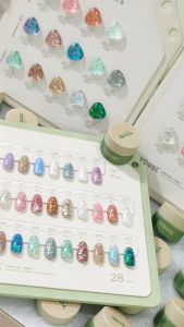 YOUSL 28 colors Glitter Pot Gel Collection Gel Polish Nail Art with Booklet