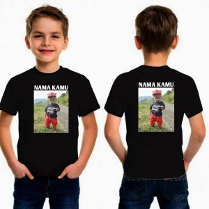 BAJU ANAK SABLON FOTO DAN NAMA KAMU DI SINI KAOS SABLON DEPAN BELAKANG KAOS CUSTOM ANAK HADIAH/KADO ULANG TAHUN
