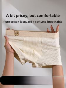 Miiow | Mens Cotton Boxer Briefs Antibacterial Crotch Simple Style Large Size Comfortable Underwear Pure Cotton Flat Angle Pants