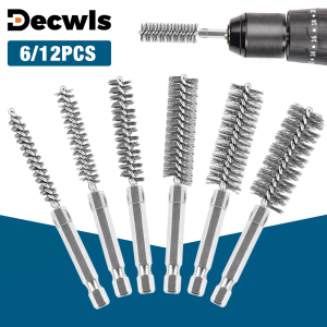 6/12Pcs Stainless Steel Wire BrushDrilling Cleaning Brush Set 1/4 Inch Hexagonal Handle Grinding Polishing Rust Removal Tools
