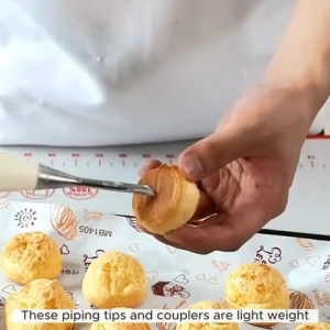 2Pcs/Pack Puff Nozzles Set Cupcake Filling Tubes & Pastry Cream Piping Tips Icing Nozzles & Donut Filling Injector for Baking