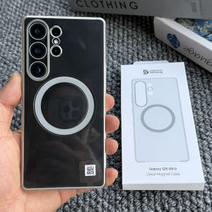Samsung S25 Ultra Phone Case Full Cover Metal Lens Transparent Protective Shell Anti-Fall Galaxy S25 Official Original Magsafe Magnetic Attraction Protective Hard Shell High Transparency Ultra Thin
