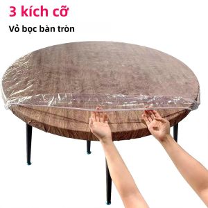 Khăn Trải Bàn Tròn Bằng Nhựa PVC Trong Suốt Đàn Hồi Chống Thấm Nước Chống Dầu Tại Nhà Bàn Ăn Bảo Vệ Bàn Ăn Phong Cách Cổ Điển 3 Kích Cỡ Có Sẵn