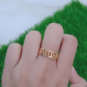 Cincin 1/2 rantai lebar /cincin perak asli silver 925 lapis emas/ cincin fashion wanita terbaru