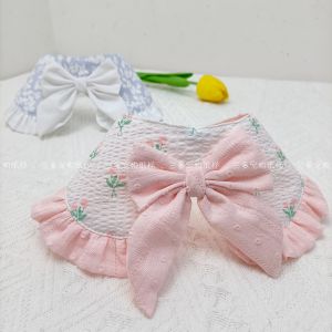 Pet Cat Dog Collar Scarf Drawing Bib Necklace Scarf Princess Style Saliva Towel Bows Paper Pattern