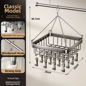 TIANDIYU | Multi-Clips Stainless Steel Socks Drying Rack