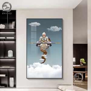 Modern Light Luxury Entrance Painting Monkey King Triumph over the Buddha Hanging Painting Qi Tian Da Sheng Office Tea Room Mural