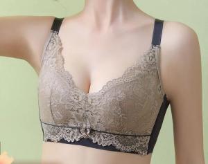 2PCS Triumphˉ Push-up bra to prevent sagging women back buckle fixed Inner layering Latex Comfortable bra without underwire Suitable for small breasts