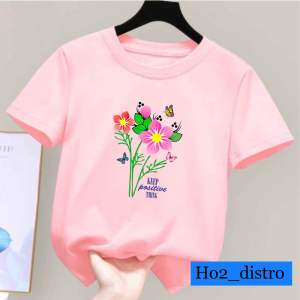 Baju kaos motif bunga anak perempuan 2-10th atasan anak cewek cowok