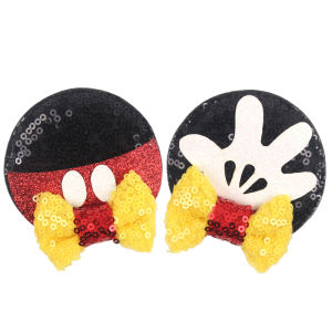 Disney | 1pc Disney Cute Mouse Ear Hair Clip Sparkle Bow Mickey Minnie Theme Park Performance Wearing Womens Hair Accessories