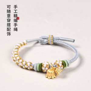 สร้อยข้อมือผูกโบว์ดอกไม้ลิง สร้อยข้อมือคู่ ทำมือ สร้อยข้อมือสีแดงสำหรับผู้หญิง สร้อยข้อมือสีทอง สร้อยข้อมือสำหรับคู่รัก