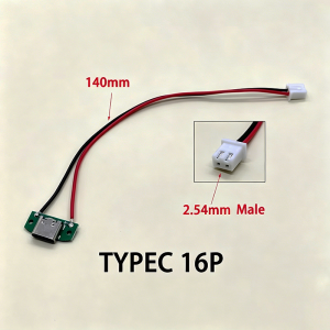 Type-C 16Pin Female Adapter Board USB Charging Module with 1.25/2.0/2.54mm PH2.0 Wire Terminal for DIY Power Supply