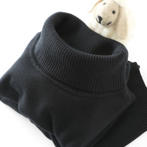 Thickened Fleece Half High Collar Mens Knitted Sweater Warm Inner Wear for Autumn Winter Black Winter Middle Knitted Base Shirt