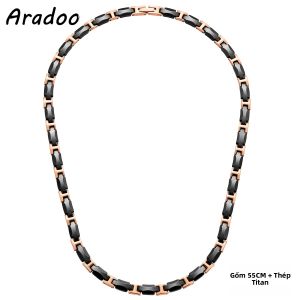 ARADOO Gốm Sứ Đen Vòng Cổ Titan Dành Cho Nam Thanh Lịch Hematite Từ Trị Liệu Cổ Điển Hình Học Liên Kết Dây Xích Phụ Kiện Thời Trang