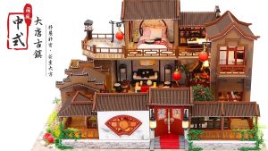 Mô hình đồ chơi DIY Nhà búp bê thủ công tự làm lấy bằng gỗ phong cách kiến trúc Trung Quốc cổ đại Đại Đường Cổ Trấn