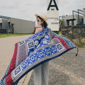Khăn Choàng Tắm Biển Cotton Twill 90x180cm Kiểu Dáng Trẻ Trung Họa Tiết Hoa Dành Cho Nữ