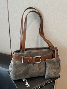 Fashionable Versatile Ladies Shoulder Bag 2024 New Style Commuter Motorcycle Handbag Handheld Bag Casual Pure Color PU Leather