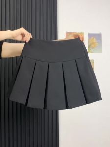 High Waist A-Line Pleated Mini Skirt And Long Sleeve Blue Shirt Two Piece Set for Autumn Fashionable And Elegant Outfit
