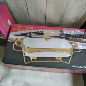 Home Line Food Warmer Segi Gold Tutup Kaca 15 Inch