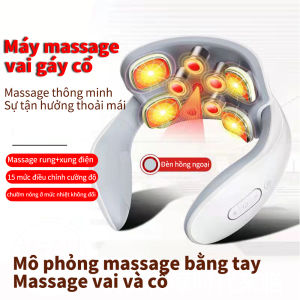 RUNVEX Máy Massage vai gáy cổ Smart Neck Massager massage xung điện+rung Máy massage cổ vai gáy 8D Chườm Nóng ở mức nhiệt không đổi 42℃ Giảm đau vai và cổ