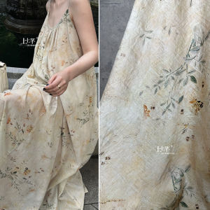 ผ้าปักลายดอกไม้และสัตว์ปีกผ้าไหมลายหมึกผ้าไหมลินินฤดูใบไม้ผลิและฤดูร้อนผ้าชั้นในสไตล์จีนดีไซเนอร์