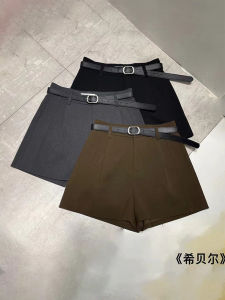 High Waist A-Line Short Pants Womens Coffee Color Cross Covering Shorts Korean Style Commute Element Straight Tube Pants