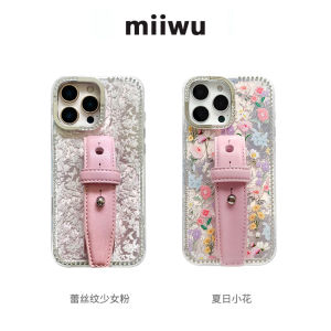 Portable Girl Pink Diamond Flash Lens Phone Case Series with Belt And Wristband Compatible with  17Promax 16/15 Series