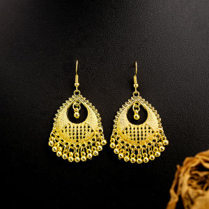 Bohemian Style Golden Peacock Feather Earrings Ethnic Minority Leaf Pendants Tourist Attraction Jewelry for Women