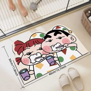 CRAYON SHINCHAN | 30*40CM Crayon Shinchan Bath Shower Mat Absorbent Quick Dry Non Slip Soft Anime Decorative Floor Door Water Uptake Mat