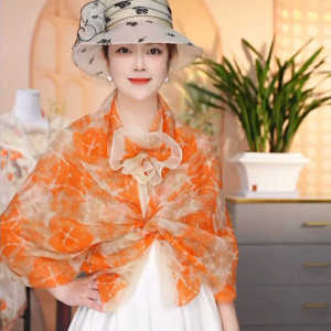 Khăn Choàng Lụa Nhẹ Du Lịch Chụp Ảnh Lá Phong Bãi Biển Đa Năng Thời Trang Chống Nắng Khăn Quàng Cổ Ấm Áp Khăn Choàng