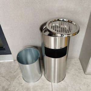 Trash Can Stainless Steel Trash With Inner Bin Hotel Vertical Peel Lobby Outdoor Box