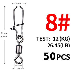 MEREDITH 50 CÁI Phụ Kiện Câu Cá Bằng Thép Không Gỉ Phụ Kiện Câu Cá Pike Đầu Nối Pin Vòng Bi Xoay Snap Fishhook Lure Tackle Cho Câu Cá Trên Thuyền Trên Biển