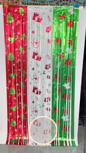 Kitchara💗 2025 Christmas Foil Tinsel Curtain Xmas Backdrop Fringe Decoration Christmas Tree Accessories