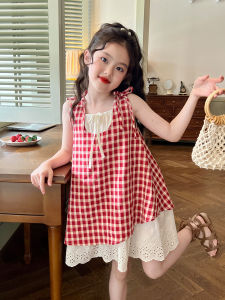 ZHILIAOCHENGZHANGJI | Red Checkered Cotton Dress Summer New Backless Skirt