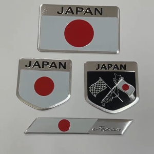 Tem nhôm Logo nhôm hình lá cờ Nhật Bản JAPAN trang trí xe