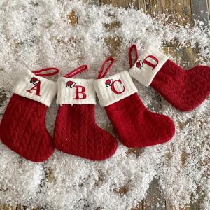 Christmas Red Christmas Stockings Christmas Tree Pendant Wool Knitting Letter Socks Christmas Decorations Candy Bag