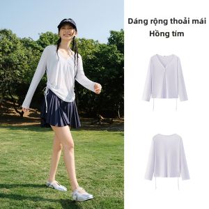 Semir | Áo Thun Form Rộng Có Dây Kéo Cổ V Chất Liệu Giống Lanh