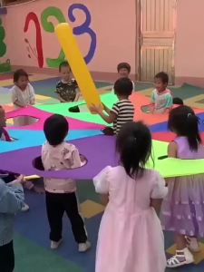 Colorful Rainbow Umbrella with Holes Hitting the Ground Mouse Mats Childrens Gatherings Outdoor Sports Sensory Integration