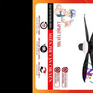 Đèn quạt trần led hiện đại - Quạt trần trang trí cánh nhựa Qvifa-58/Đen lắp phòng khách quán Coffee