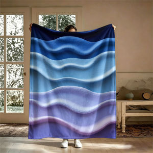 BILIBILI | Gradient Paper Waves Flannel Blanket Perfect for Sofa Office Bed Travel Sleep Read Relax Camping Four Season Use